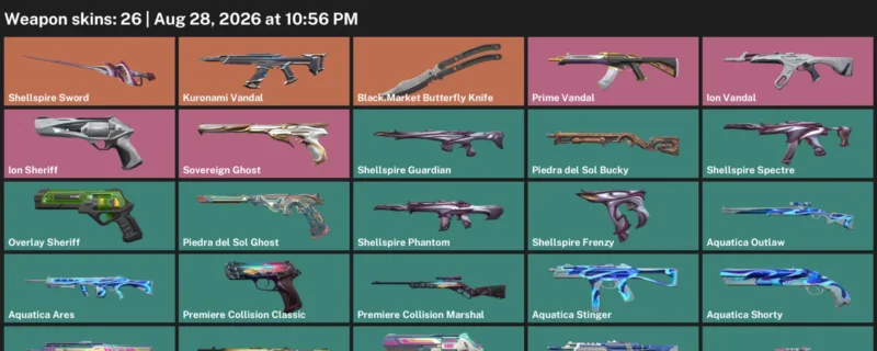 Valorant account inventory for LVL 105 · Ion Sheriff & 26 Skins Black.Market Butterfly Knife