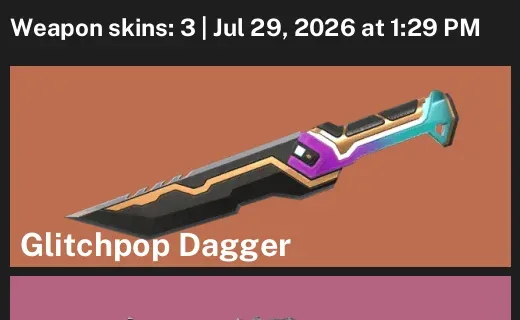 Valorant Accounts listing: LVL 37 · Glitchpop Dagger · 3 Skins - Silver 2, 3 skins