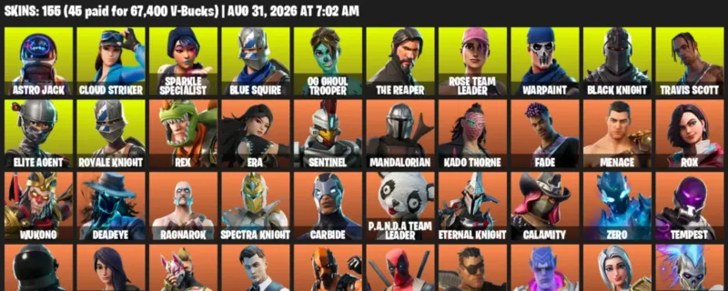 Fortnite account inventory for LVL 1408 - Astro Jack - Cloud Striker - 155 Outfits