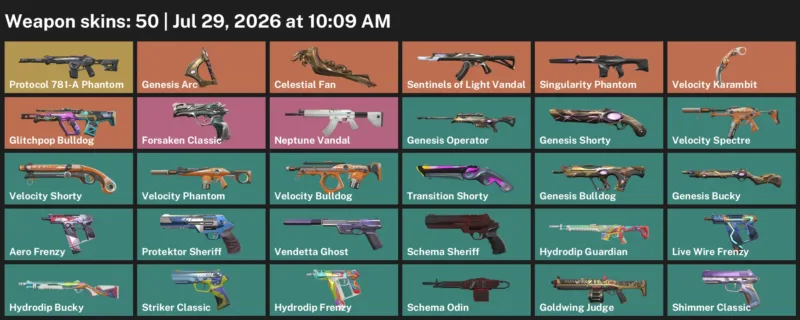 Valorant Accounts listing: LVL 279 · Celestial Fan & Velocity Karambit · 50 Skins - Gold 3, 50 skins