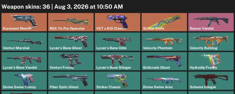 Valorant account inventory for LVL 118 · Striker Knife & 9 Lives Phantom
