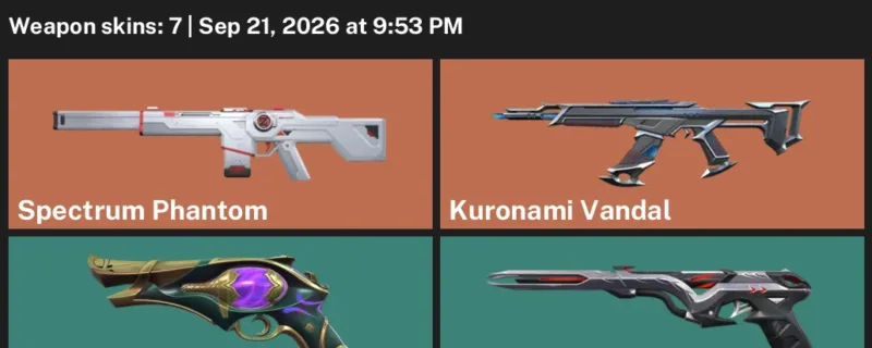 Valorant account inventory for LVL 181 · Kuronami Vandal & Spectrum Phantom
