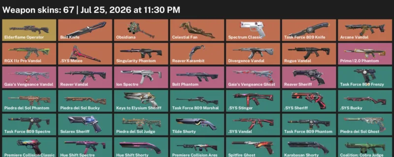 Valorant Accounts listing: LVL 266 · .SYS Melee & Bolt Knife · 67 Skins - Gold 2, 67 skins
