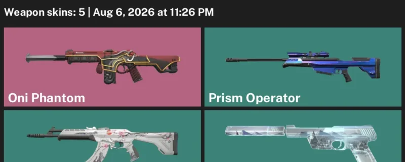 Valorant account inventory for LVL 33 · Oni Phantom & Prism Operator & 5 Skins Oni Phantom