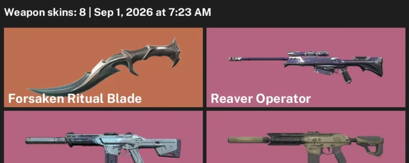 Valorant account inventory for LVL 33 · Forsaken Ritual Blade & Reaver Operator