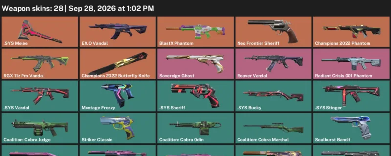 Valorant account inventory for LVL 137 · Champions 2022 Butterfly Knife & Sys Vandal