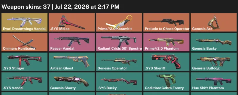 Valorant Accounts listing: LVL 126 · .SYS Melee & Prime//2.0 Karambit · 37 Skins - Gold 1, 37 skins