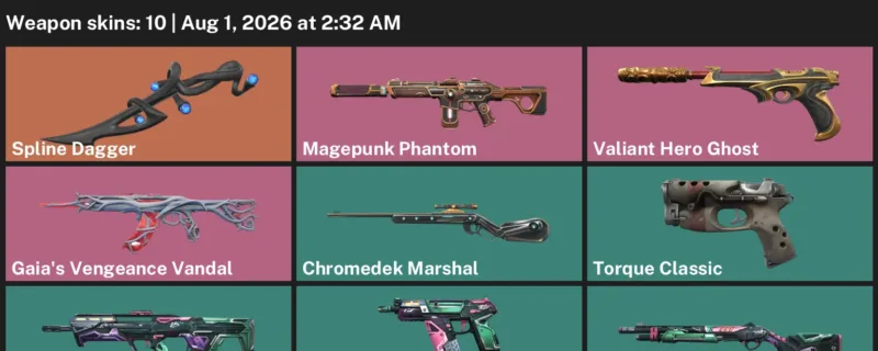 Valorant account inventory for LVL 16 · Magepunk Phantom & Gaia's Vengeance Vandal