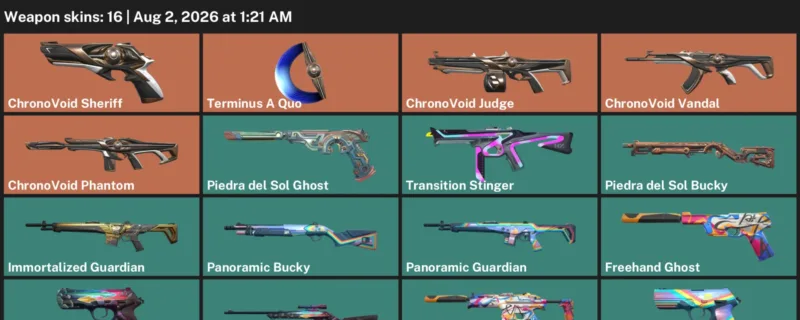 Valorant account inventory for LVL 43 · ChronoVoid Vandal & ChronoVoid Phantom