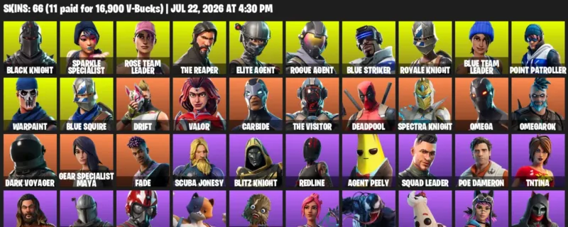 Fortnite Accounts listing: LVL 990 - Black Knight - Sparkle Specialist - 66 Outfits - 66 outfits
