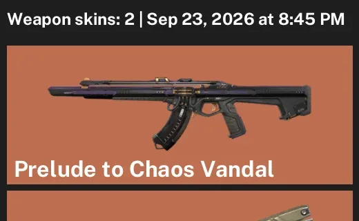 Valorant account inventory for LVL 35 · 2 Skins Prelude to Chaos Vandal