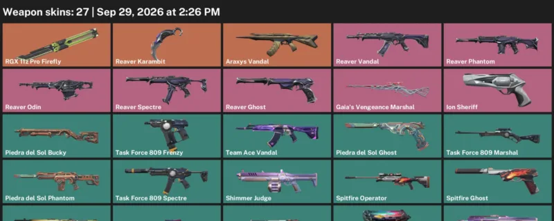 Valorant account inventory for LVL 54 · Reaver Karambit & Araxys Vandal