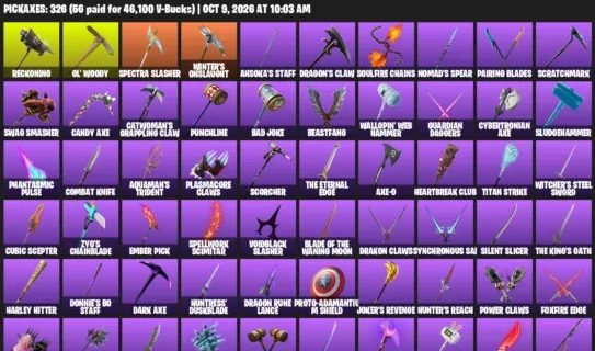 Fortnite account inventory for John Wick - Psycho Bandit - 120 Outfits
