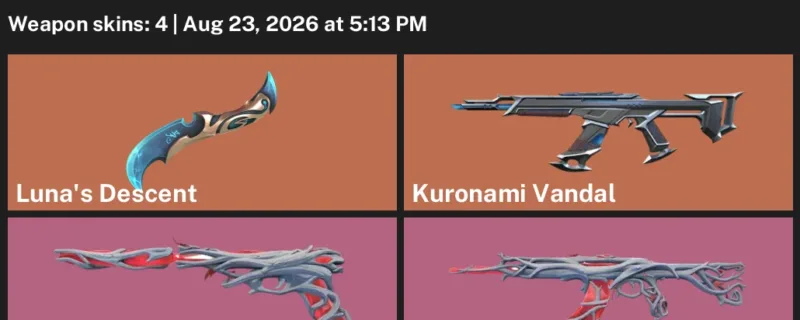 Valorant account inventory for LVL 36 · Kuronami Vandal & Gaia's Vengeance Vandal