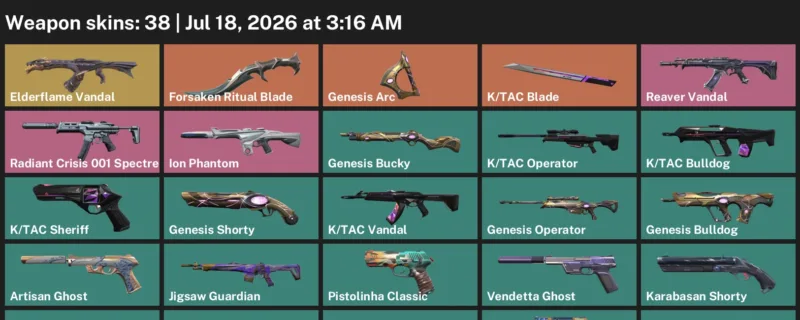 Valorant Accounts listing: LVL 116 · Forsaken Ritual Blade & K/TAC Blade · 38 Skins - Silver 3, 38 skins