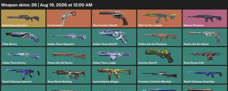 Valorant account inventory for LVL 107 · Ion Karambit & Elderflame Operator