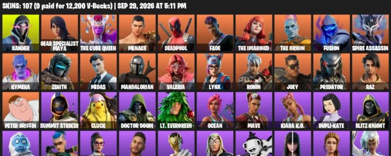 Fortnite account inventory for Xander - Gear Specialist Maya - 107 Outfits
