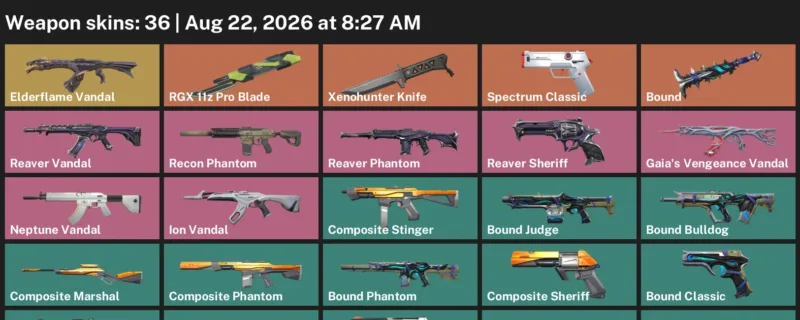 Valorant account inventory for LVL 94 · RGX 11z Pro Blade & Xenohunter Knife