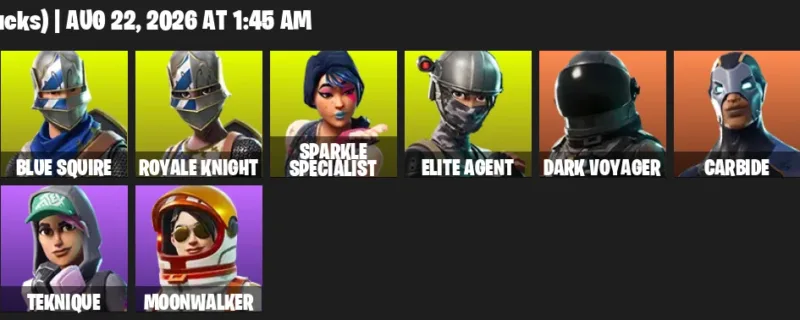 Fortnite account inventory for LVL 247 - Black Knight - The Reaper - 14 Outfits