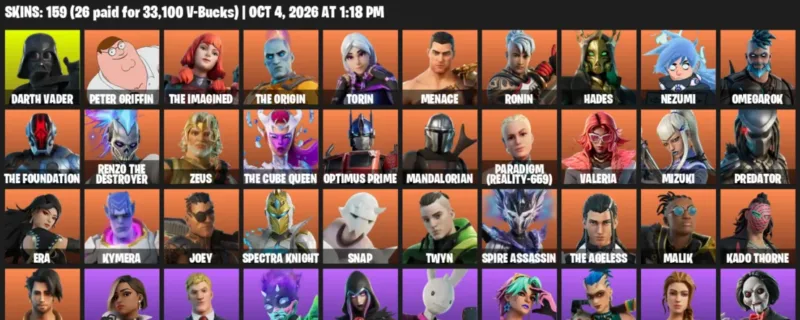 Fortnite account inventory for Darth Vader - Peter Griffin - 120 Outfits