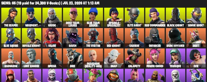Fortnite Accounts listing: LVL 541 - The Reaper - Warpaint - 65 Outfits - 65 outfits