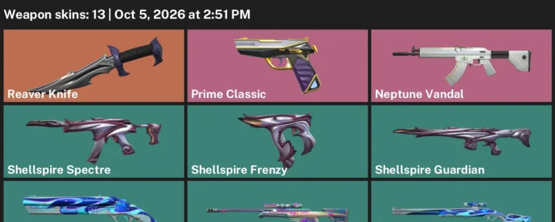 Valorant account inventory for LVL 39 · Reaver Knife & Neptune Vandal
