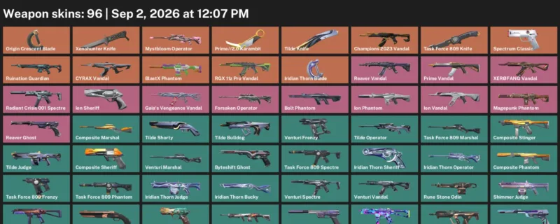 Valorant account inventory for LVL 248 · Xenohunter Knife & 2.0 Karambit