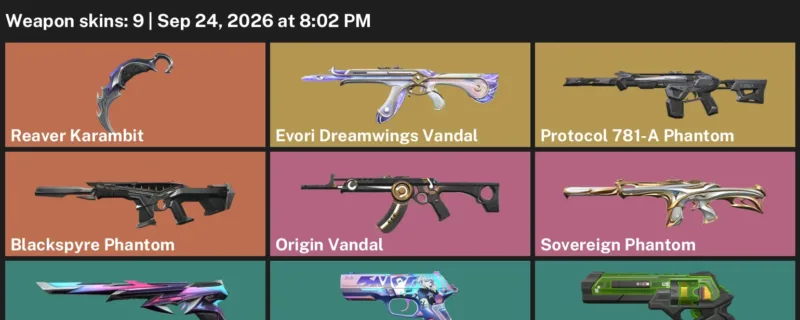 Valorant account inventory for LVL 128 · Reaver Karambit & Origin Vandal