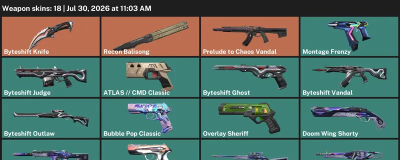 Valorant Accounts listing: LVL 100 · Byteshift Knife · 18 Skins - Silver 2, 18 skins