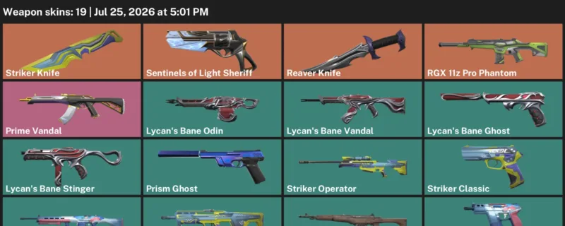 Valorant Accounts listing: LVL 54 · Reaver Knife & Striker Knife · 19 Skins - Bronze 3, 19 skins