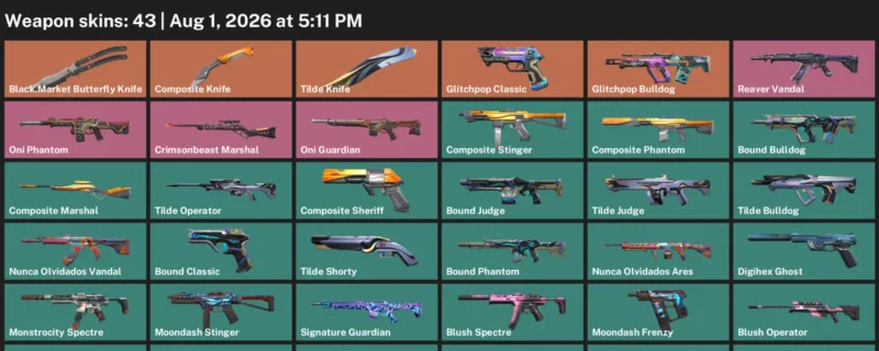 Valorant account inventory for LVL 39 · Tilde Knife & Composite Knife