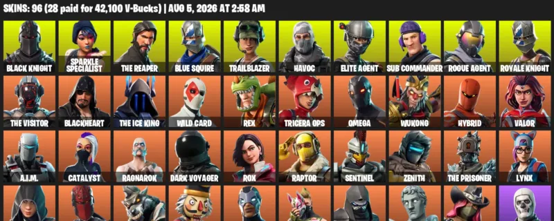 Fortnite account inventory for LVL 1092 - Black Knight - Sparkle Specialist - 96 Outfits