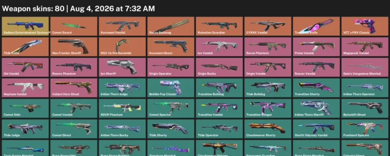 Valorant account inventory for LVL 253 · RGX 11z Pro Karambit & Transition Knife