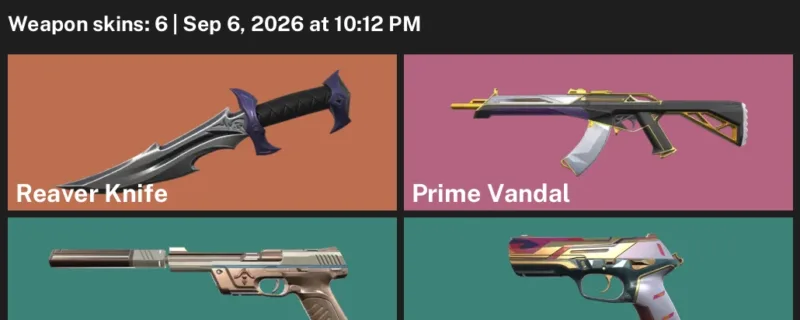 Valorant account inventory for LVL 116 · Reaver Knife & Prime Vandal