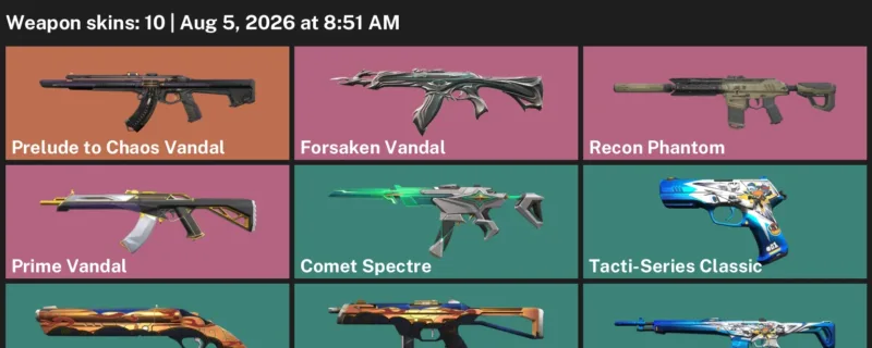 Valorant account inventory for LVL 41 · Prime Vandal & Forsaken Vandal