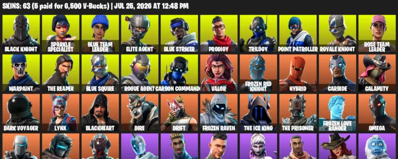 Fortnite Accounts listing: LVL 788 - Black Knight - Sparkle Specialist - 63 Outfits - 63 outfits