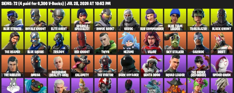 Fortnite Accounts listing: LVL 1366 - Blue Striker - Royale Knight - 72 Outfits - 72 outfits