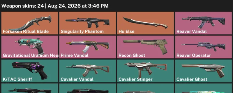 Valorant account inventory for LVL 43 · Forsaken Ritual Blade & Cavalier Vandal