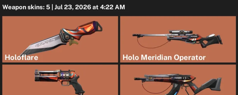 Valorant Accounts listing: LVL 14 · Holo Meridian Judge & Holo Meridian Operator · 5 Skins - Unranked, 5 skins