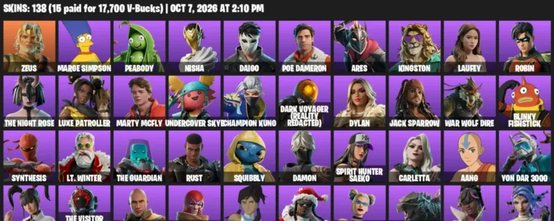 Fortnite account inventory for Zeus - Marge Simpson - 120 Outfits