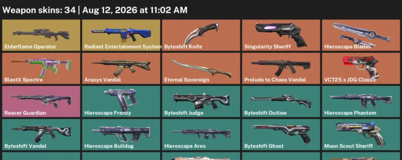 Valorant account inventory for LVL 67 · Araxys Vandal & Byteshift Knife