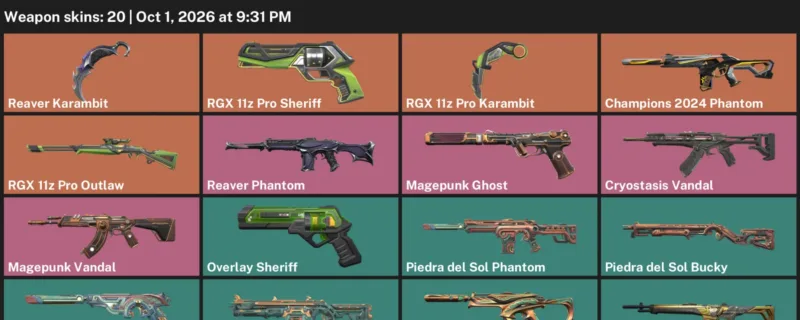 Valorant account inventory for LVL 99 · Champions 2024 Phantom & Reaver Karambit & RGX 11z Pro Karambit