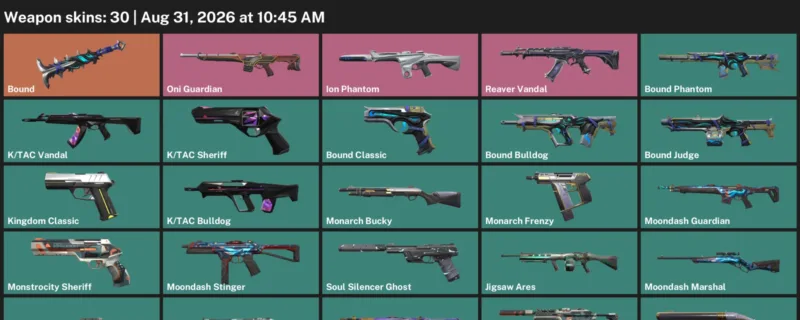 Valorant account inventory for LVL 86 · Ion Phantom & Bound Phantom
