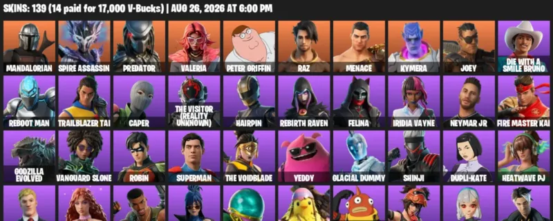 Fortnite account inventory for LVL 4391 - Mandalorian - Spire Assassin - 139 Outfits