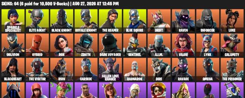 Fortnite account inventory for LVL 755 - Sparkle Specialist - Elite Agent - 64 Outfits