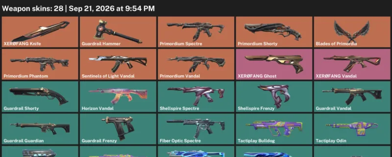 Valorant account inventory for LVL 50 · XerØFang Knife & Blades of Primordia