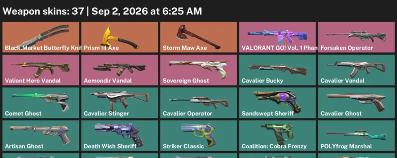 Valorant account inventory for LVL 254 · Black.Market Butterfly Knife & Aemondir Vandal
