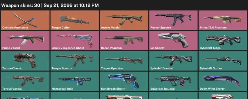 Valorant account inventory for LVL 37 · 30 Skins Araxys Vandal & Araxys Vandal & Bulletbox Bucky