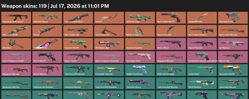 Valorant Accounts listing: LVL 354 · Composite Knife & Reaver Karambit · 119 Skins - Gold 2, 119 skins