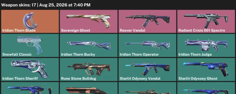 Valorant account inventory for LVL 70 · Reaver Vandal & Iridian Thorn Blade